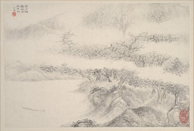 Landskap, daterad 1644. av Zhang Feng