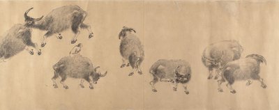 Vattenbufflar, daterad 1639. av Zhang Hong