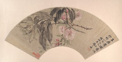 Peach Blossoms and Peony, ca. 1860. av Zhao Zhiqian