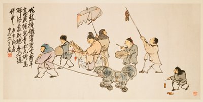 Barn som leker på nyår av Zhen Wang
