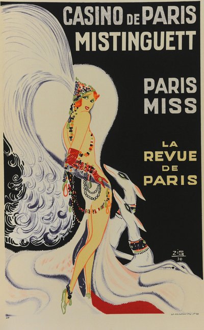 Casino i Paris. Mistinguett. Paris fröken, 1930. av Zig