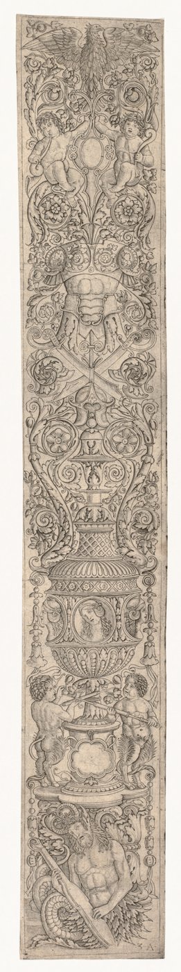 Ornamentpanel: Triton och Two Infant Satyrs av Zoan Andrea