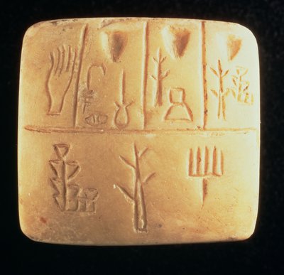 00321 Tavla med piktogram inskription, mesopotamisk, sent 300-tal f.Kr. (kalksten) av Hippolyte Lalaise Devéria