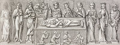 Efter basreliefen på prinsessan Elisabeth av Ungerns grav (1207 - 1231) publicerades en katolsk helgon från "Militärt och religiöst liv under medeltiden" av Paul Lacroix i London cirka 1880 av Ferdinand Georg Waldmuller