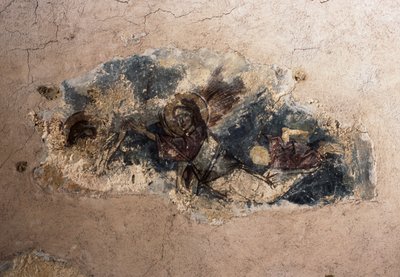 Ängel, detalj från fresken i Agios Georgios Apodoulous kyrka, Apodoulou, Kreta, Grekland (foto) av Georg Carl Heinrich Dollmann