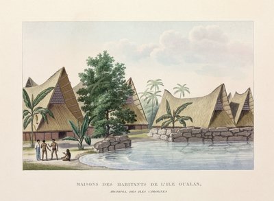 Arkitekturhus på Oualan, Carolineöarna av Frederick (attr. to) Barnard