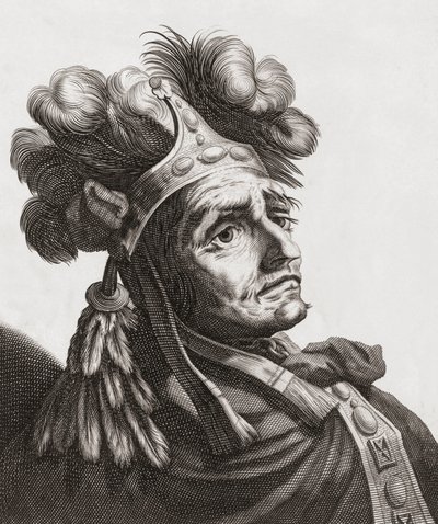 Atahualpa, inkas sista kejsare. Porträtt. av . .