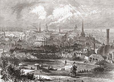 Birmingham, West Midlands, England i slutet av 1800-talet, från Our Own Country publicerad 1898 av Ferdinand Georg Waldmuller