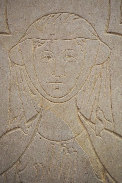 Bourgogne, Lancharre, kommun Chapaize 71460. I kyrkan Notre Dame, Isabelle de Vauvry av . .