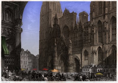 Cathedrale de Rouen, cirka 1850 (gravyr) av . .