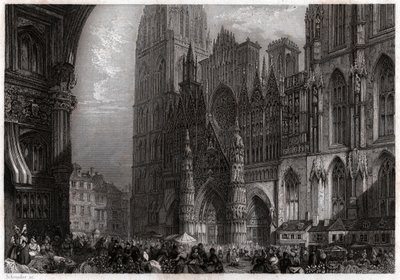 Cathedrale de Rouen, cirka 1850 (gravyr) av . .