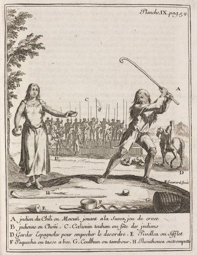 Chilensk indian som spelar en typ av hockey av Frederick (attr. to) Barnard