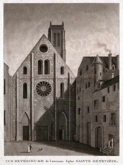 Kyrkan Sainte Genevieve, tidigt 1800-tal (gravyr) av . .