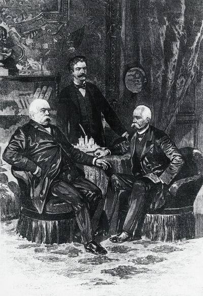 Konferens mellan Otto von Bismarck (1815-1898) och Francesco Crispi (1819-1901) i Friedrichsruhe, oktober 1887, Tyskland av William Walcutt