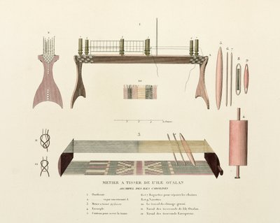 Bomull och silke, vävväv från Oualan, Caroline Islands av Frederick (attr. to) Barnard
