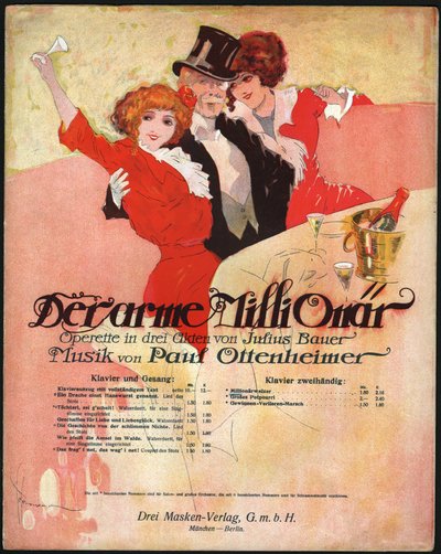 Elegant man omger vackra kvinnor i Belle Epoque. ca. 1913 (illustration) av . .