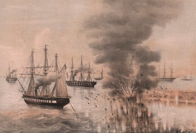 Explosion av Anconas lykta vid sidan av havet, belägring av Ancona av William Walcutt