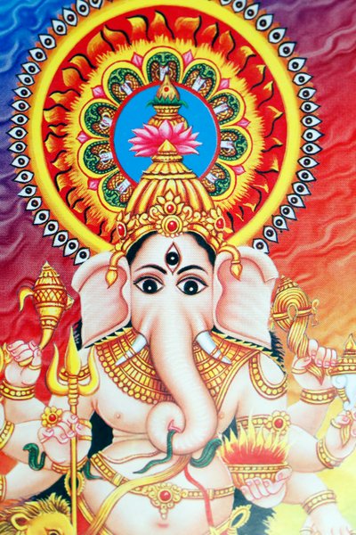 Ganesha eller Ganapati: den hinduiska guden med elefanthuvudet. av . .