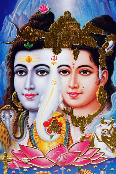 Hinduisk gud Shiva och gudinnan Parvathi. av . .