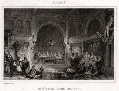 Interiör i Algeriet, cirka 1840 (gravyr) av . .