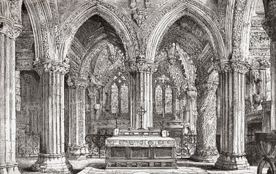 Interiör av Rosslyn Chapel, Roslin, Midlothian, Skottland. av . .
