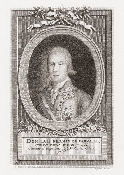 Luis Fermín de Carvajal, greve av unionen. Porträtt. av . .