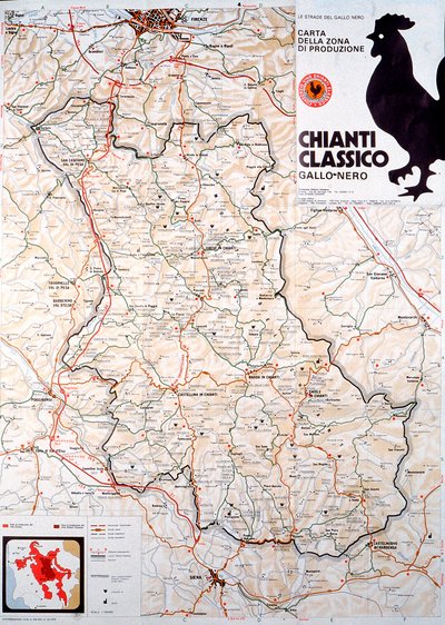 Karta över Chianti classico-området. av Henry Charles Fehr
