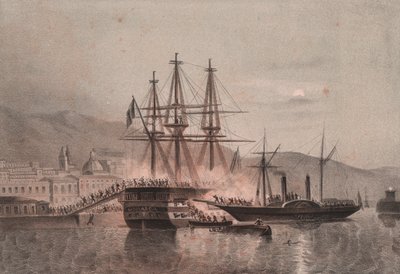 Det napolitanska fartyget Monarca attackerades av Tuckery, i hamnen i Castellammare av William Walcutt