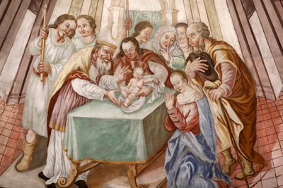 Our Lady of the Assumption of Cordon Church. Fresk. Kristi omskärelse. Frankrike. Frankrike. av . .