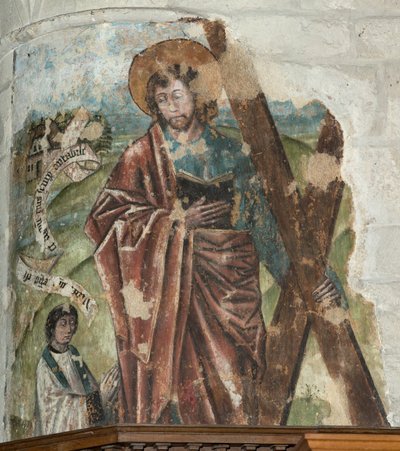Sockenkyrka (Vår Fru församlingskyrka). Interiör. Kören. Väggmålning. av . .