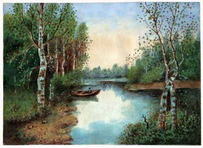 Damm med båt, ca 1930 av . .