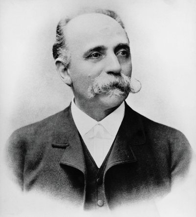 Porträtt av Bartolomeo Emilio Camillo Golgi (1843-1926), italiensk vetenskapsman och läkare, Nobelpriset i medicin 1906, fotografi av William Walcutt