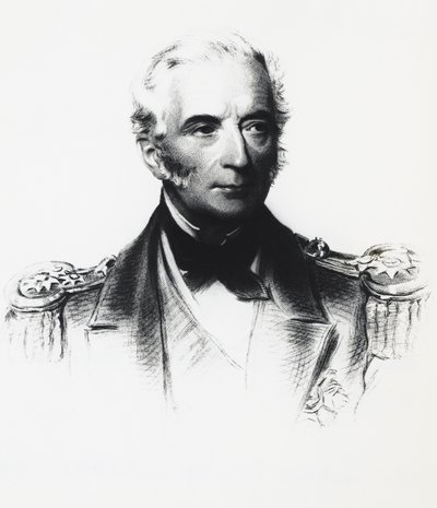 Porträtt av Edward Hobart Seymour (1840-1929), amiral för den allierade flottan inblandad i sammandrabbningar med boxarna i Kina, teckning av Georg Carl Heinrich Dollmann