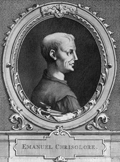 Porträtt av Emanuele Crisolora (1350-1415), bysantinsk humanist, gravyr av William Walcutt