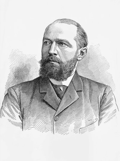 Porträtt av Emil von Behring (1854-1917), tysk fysiolog och bakteriolog, Nobelpriset i kemi 1901, gravyr av William Walcutt
