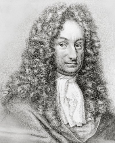 Porträtt av Gottfried Wilhelm von Leibniz (1646-1716), tysk matematiker, filosof och vetenskapsman, gravyr av William Walcutt