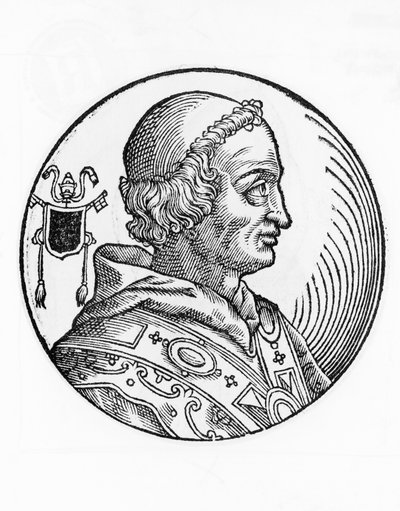Porträtt av Johannes V (635-686), 82:a påven av katolska kyrkan från 685, gravyr av William Walcutt