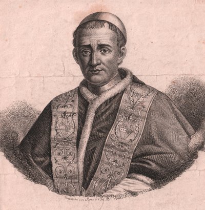 Porträtt av påven Gregorius XVI (1765-1846), etsning och burin, från levande teckning, Rom, 5 februari av William Walcutt