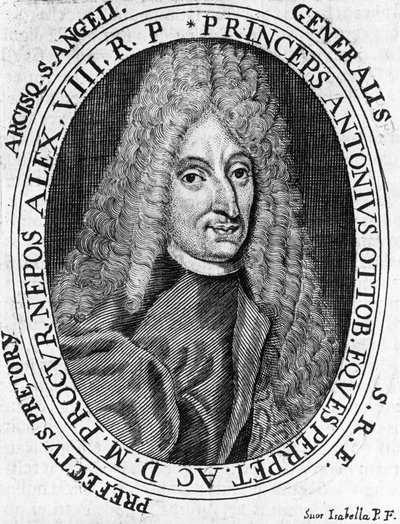 Porträtt av prins Antonio Ottoboni (1646-1710), general för påvlig armé, gravyr av William Walcutt