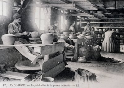 Vykort med keramiktillverkning för Vallauris servis, ca 1900, Frankrike av William Walcutt