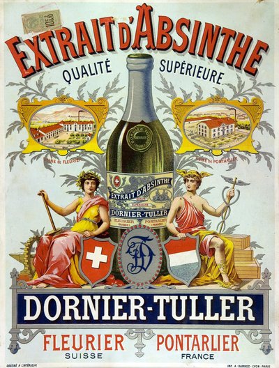 Annons för Ornier Tuller absint, kromolitografi 1890 av Frederick (attr. to) Barnard