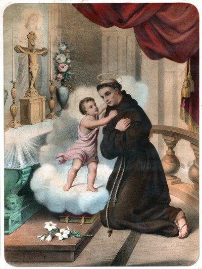 Sankt Antonius av Padua, cirka 1850 (gravyr) av . .