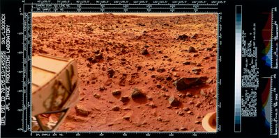 Rymdfarkost, USA, Viking Närbild av Mars-landskapet från Viking 1 Lander av Ferdinand Georg Waldmuller
