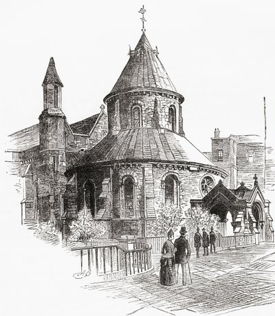 Temple Church, London, England, sedd här på 1800-talet. av . .