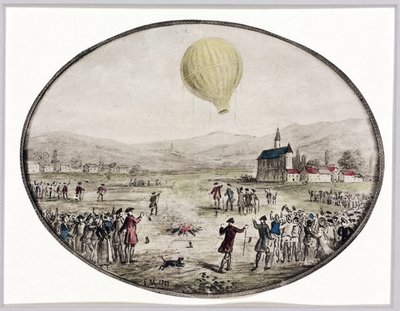 Den första offentliga ballonguppstigningen, 5 juni 1783 av Frederick (attr. to) Barnard