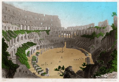 Ruinerna av Colisee i Rom. ca. 1840 (gravyr) av . .