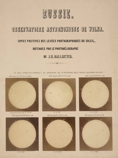 Solen, fotograferad med en Dallmeyer-heliograf, Vilnius, Litauen av Frederick (attr. to) Barnard