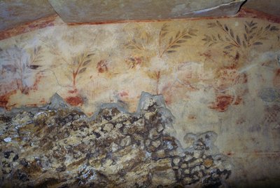 Träd, fresk, Tomb of Blue Demons, Necropolis of Tarquinia (UNESCOs världsarvslista, 2004), Lazio, Italien, etruskisk civilisation, 500-talet f.Kr. (foto) av Georg Carl Heinrich Dollmann