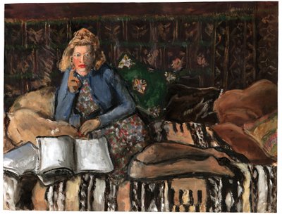 Kvinna som läser, ca 1940-1950 av . .
