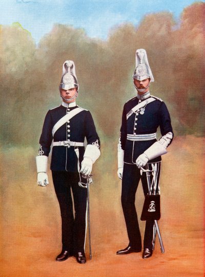 Yorkshire Dragoons, officer och menig, från Picturesque History of Yorkshire, publicerad c.1900 av Ferdinand Georg Waldmuller